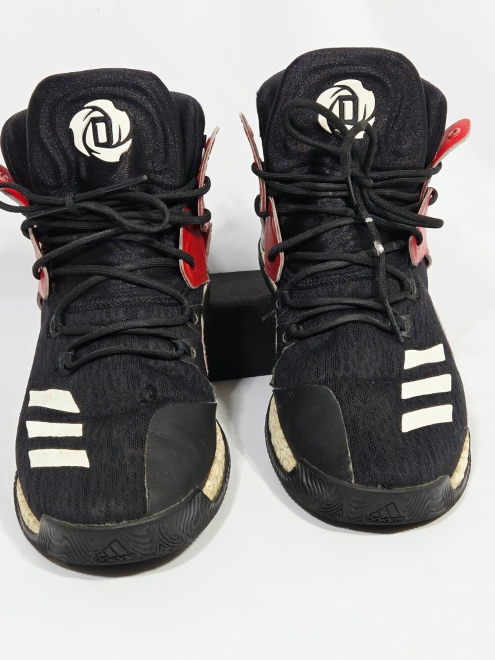 Thrashed Adidas D Rose 7 Primeknit Boost Basketball Shoes Black Red Mens 11
